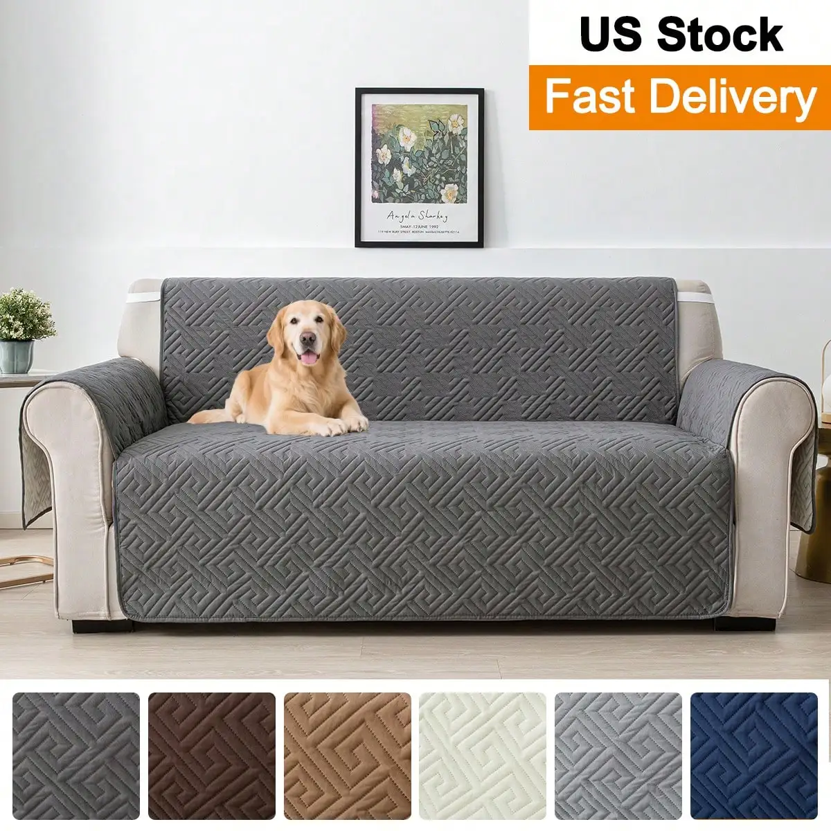 1PC Water-Repellent Quilted Sofa Cover Non-Slip Fabric Hand-Washable And Machine-Washable Pet-Resistant Anti-Scratch Anti-Dirty Integrated Sofa Cushion Suitable For 1/2/3-Seater Living Room Bedroom Restaurant Home Decoration Sofa Cushion