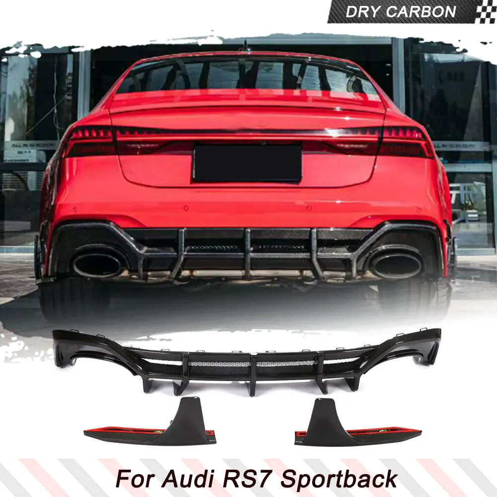 

Dry Carbon Rear Diffuser Lip Spoiler for Audi RS7 Sportback 2020 2021 Car Body KiTS Rear Bumper Diffuser Lip Spoiler Splitters