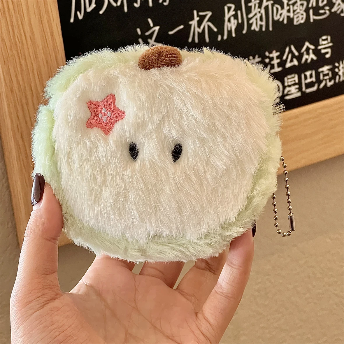 Kawaii الكرتون البسيطة التفاح أفخم صفر المحفظة لطيف التفاح الأحمر الفاكهة محفظة نسائية للعملات المعدنية الاطفال المحفظة سماعة مفتاح حقيبة التخزين فتاة الهدايا #3