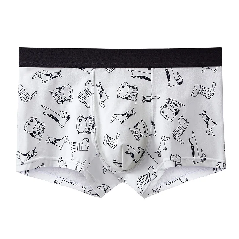

2025 New Men'S Cotton Cute Cute Cat Dog Cartoon Underwear Fashion Personality Waist Elastic Breathable Underwear Boxers