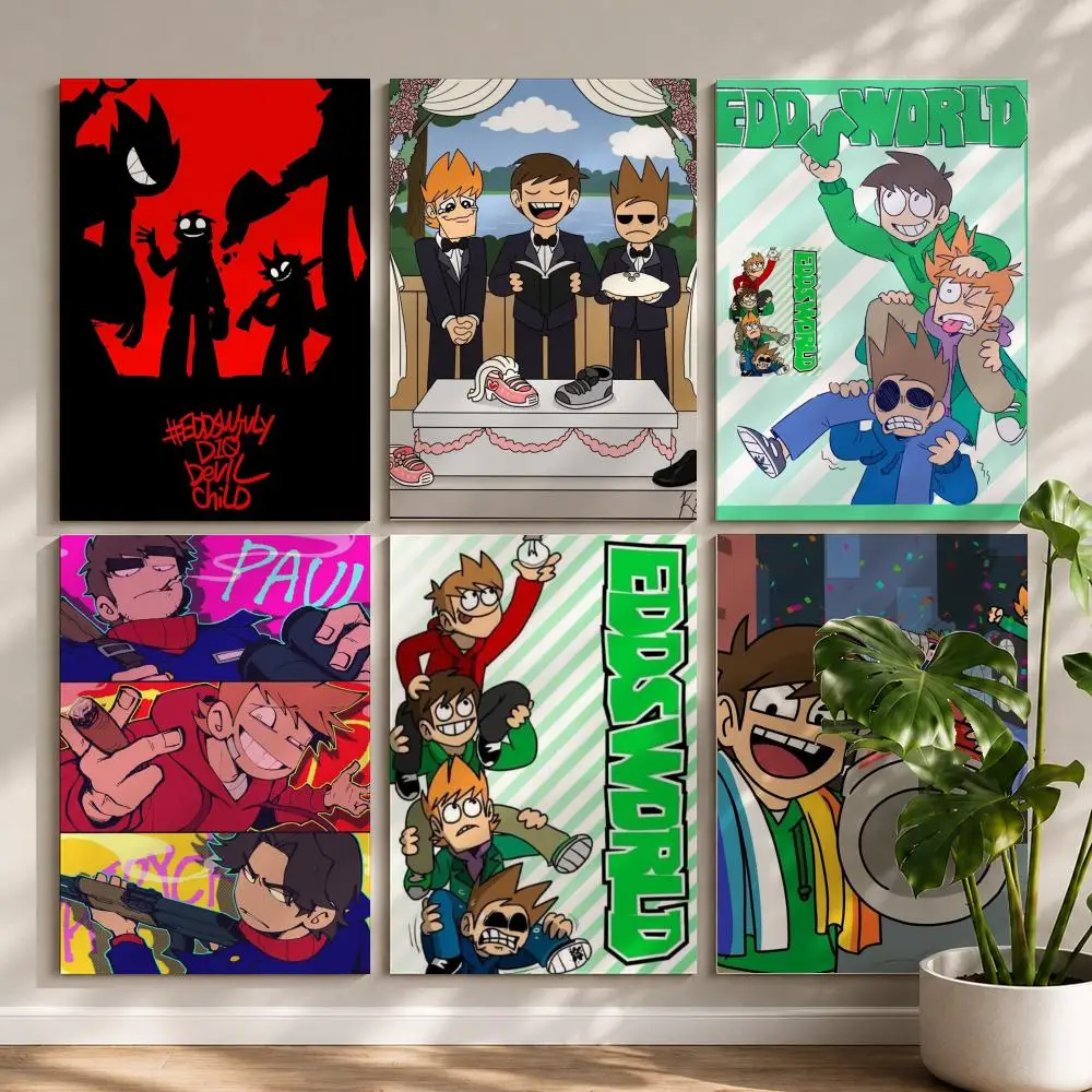 Cartoon E-EddsworldS Poster HD Self Adhesive Waterproof Wall Art Ideal for Home Office Dorm Bedroom Great Gift