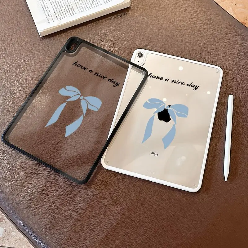 

Korean Big Blue Bow Y2K Girl Cover For iPad Pro 13 11th M5 M4 12.9 A16 10 8 7 9th 10th For Ipad Air 11 M2 M3 Mini Tablet Case
