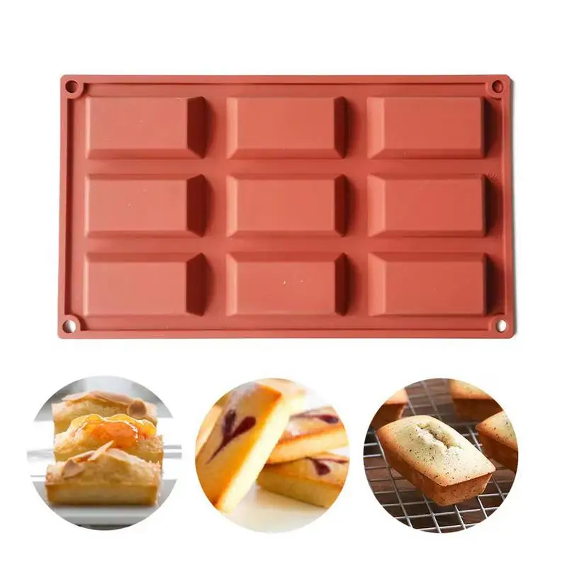 9-Cavity Silicone Dessert Molds For Chocolate Non-Stick Square Cake Mold Biscuit Chocolate Mold DIYDessert Kitchen Baking Tools