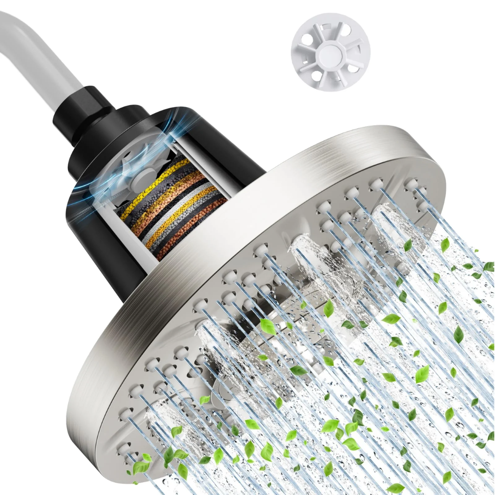 

7-дюймовая душевая лейка высокого давления с защитой от засоров, простая установка, фильтр для жесткой воды, для ванных комнат и туалетов