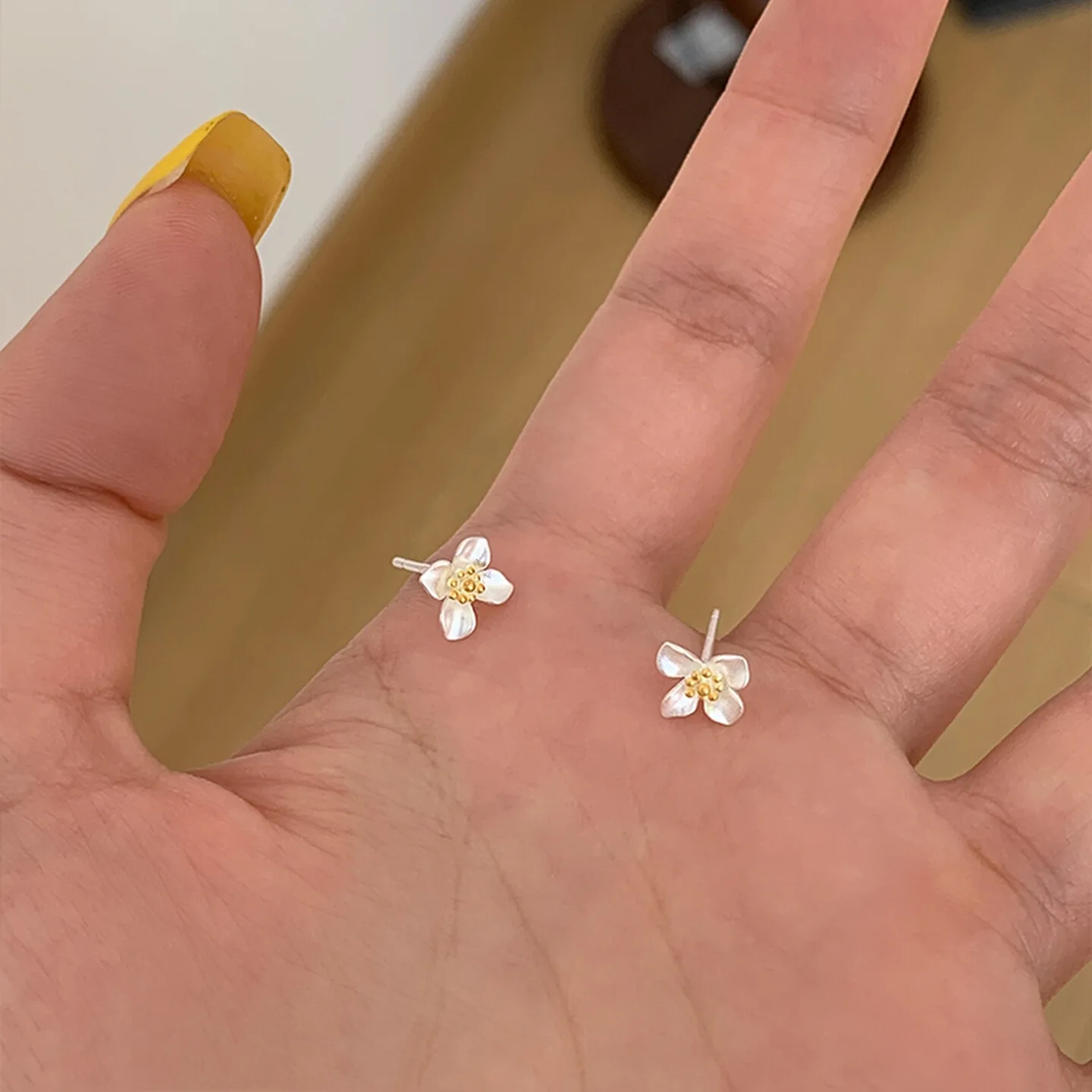 

925 Silver Stud Earrings Gardenia Flower Elegant Lucky Tassel Drop Good Wish For Women Girl Gift Jewelry Dropshipping Wholesale