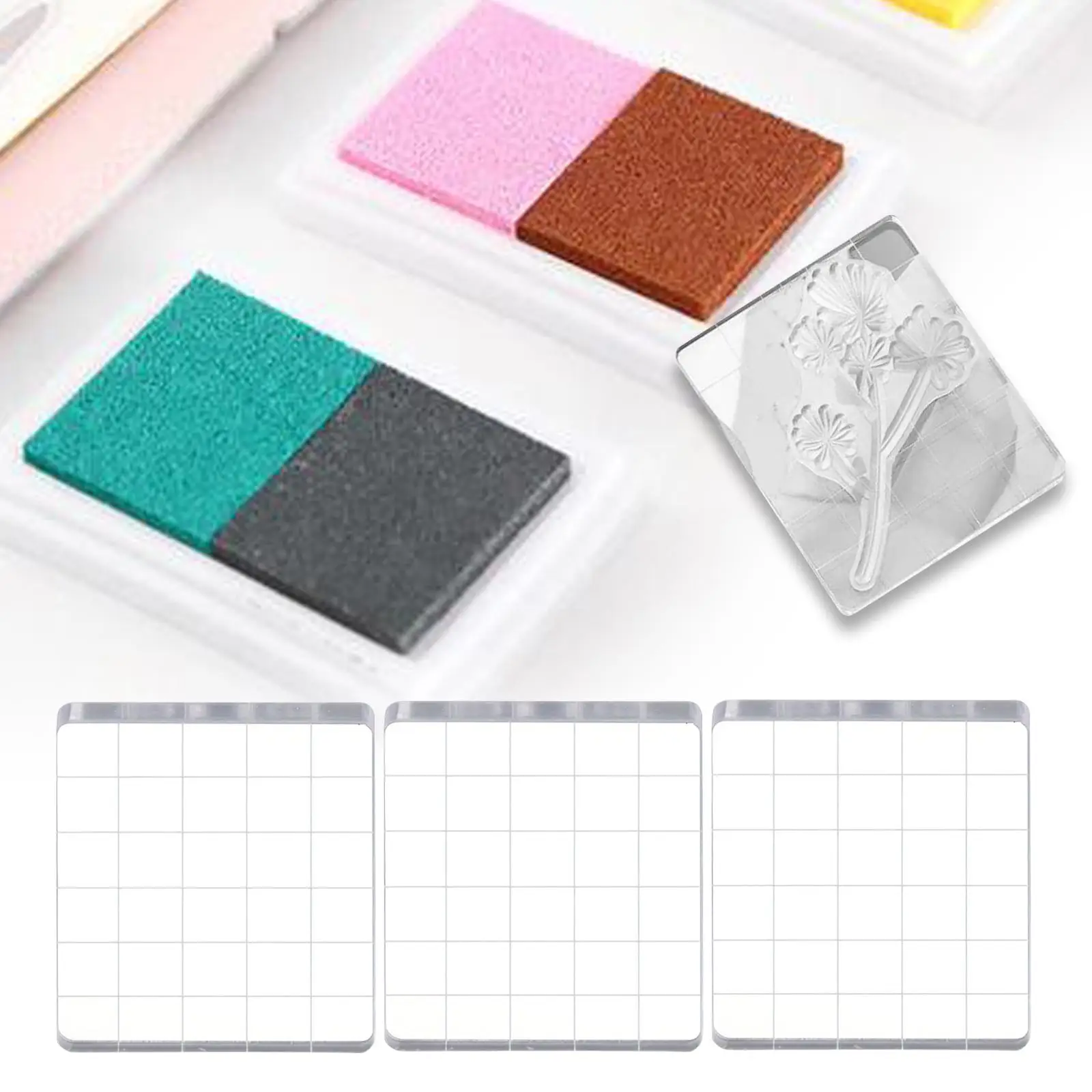 Acrylic Stamp Blocks with Grids for Card Making Kids Scrapbooking Crafts