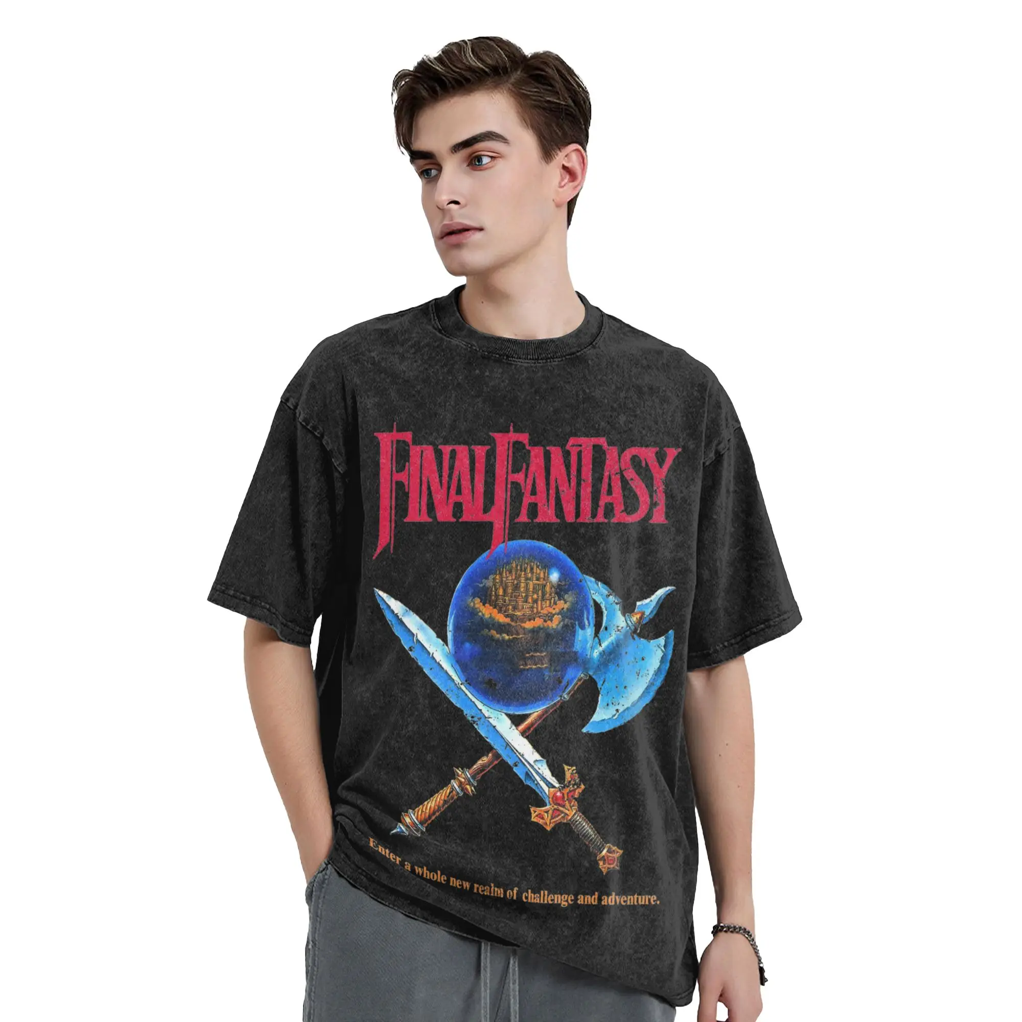 Finals Fantasys Game Vintage Washed Tshirt For Men Women Cotton Tops Casual  O-neck Short Sleeve