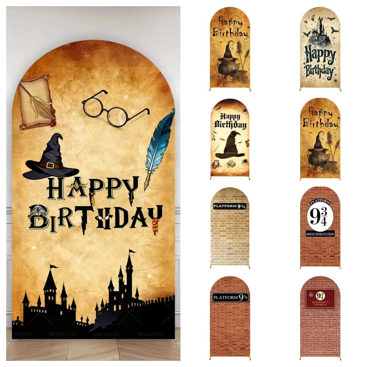 Wizard Castle Magic Academy Backdrop Child Birthday Party Decor Wizard's Hat Photo Red Retro Brick Wall Props Custom Background