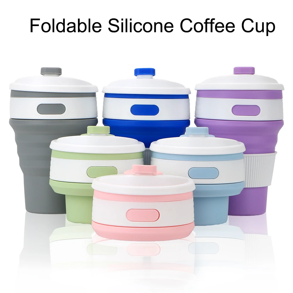 Drinking Ware Mug Silicone Travel Cup Food Grade Folding Water Cups Portable Collapsible Coffee Mugs Tea Coffee Cups