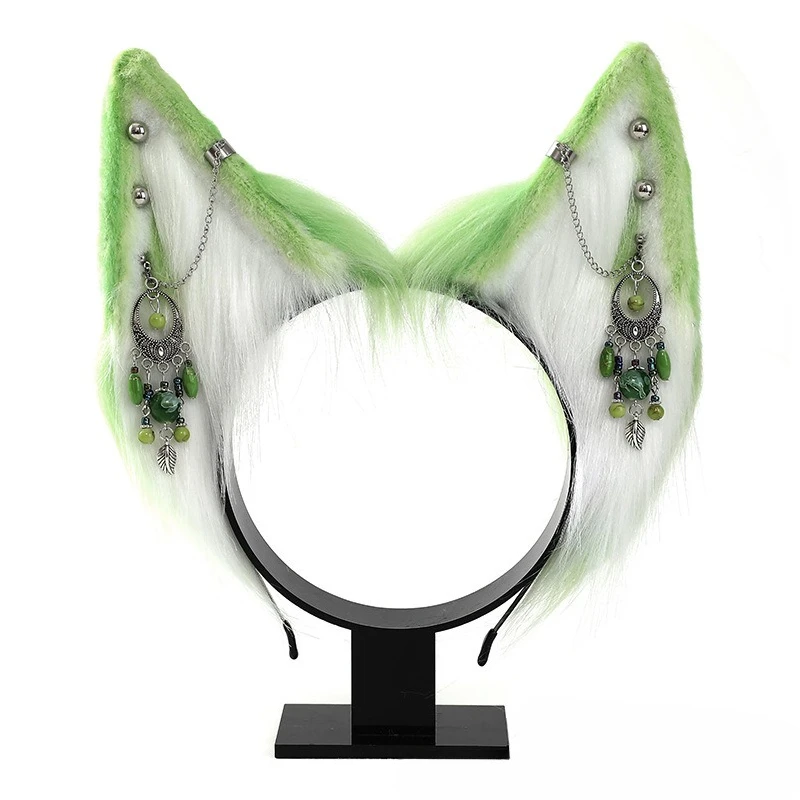 Cute Plush Dog Ears Headbands Women Furry Animal Ears Hair Hoop Handmade Costume Cosplay Long Fur Headpiece Party Hairband
