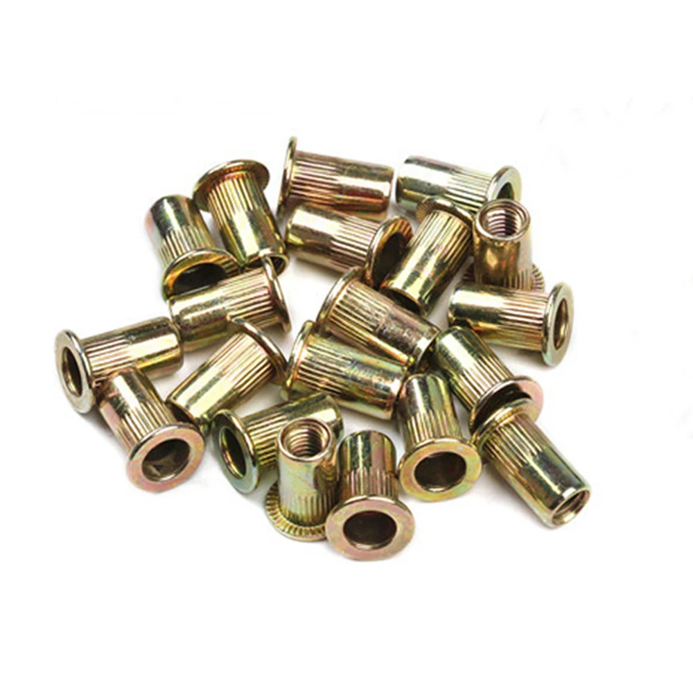 10pcs M3 M4 M5 M6 M8 M10 M12 Stainless Steel Carbon Steel Aluminum Nut Flat Head Threaded Rivet Nut Bind Insert Rivnuts Nutsert