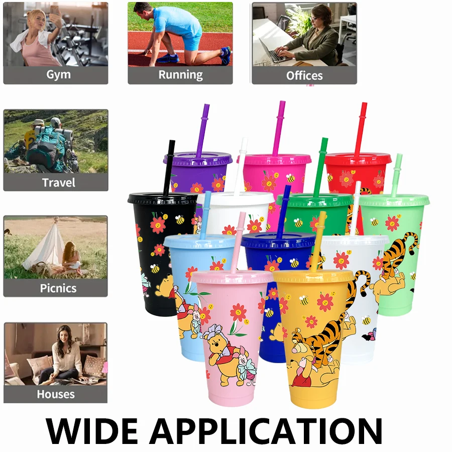 12 قطعة/الحزمة ديزني ، ويني ذا بوه ، النحلة 26 أوقية كوب بلاستيكي ملون حفلة عيد ميلاد أواني الشرب عصير فنجان القهوة