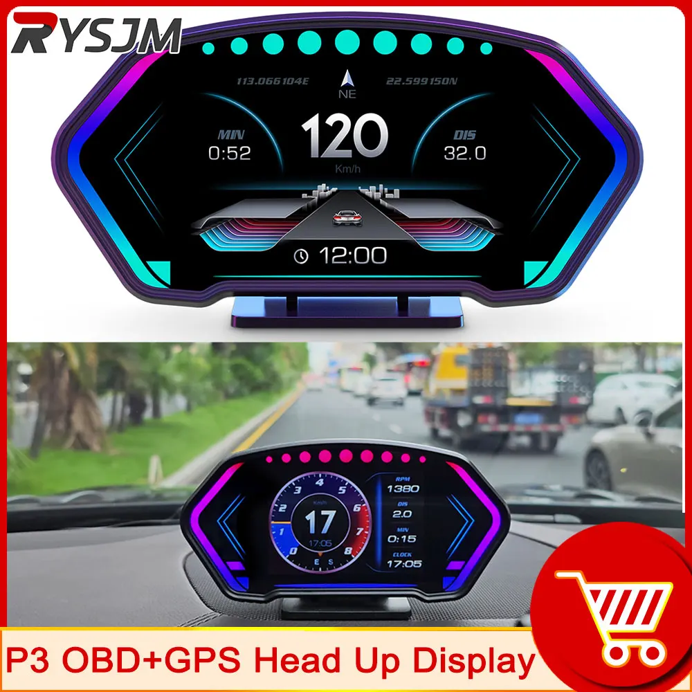 

OBD2+GPS Head-up Display P3 SmartGauge On-board Computer Digital Speedometer Slope Meter Tachometer Water&Oil Temperature Meter