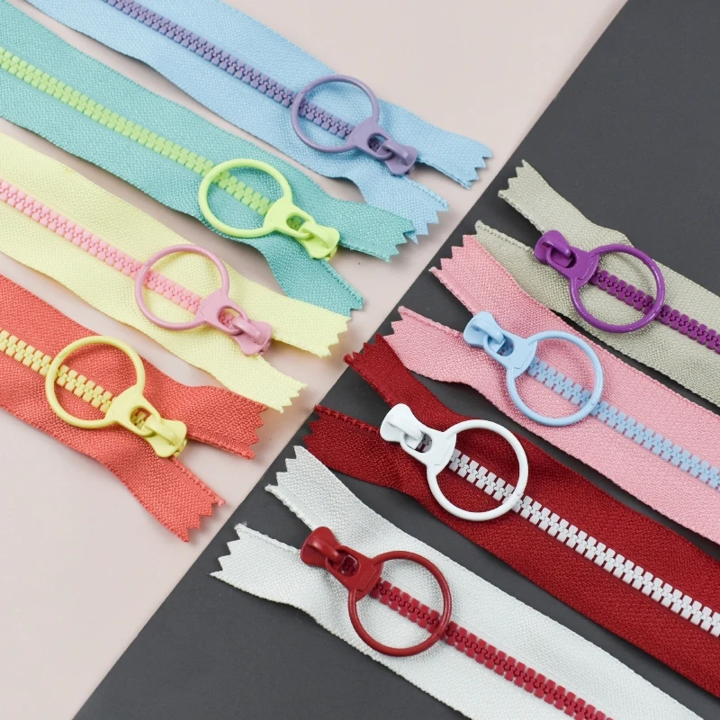 10Pcs Meetee 3# Resin Zippers Ring Zips Slider 15-40cm Close-End Zipper for Bag Purse Decor Zips Repair Clothes Sewing Accessory