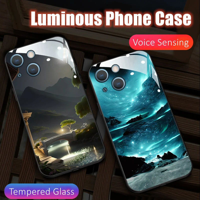 

Beautiful Night View LED Light Glowing Luminous Special Phone Case for Samsung S22 S23 S24 Note 10 20 A14 A32 A53 A73 Plus Ultra