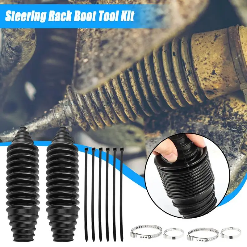 Rack And Pinions Boot 12-Piece Front Steering Rack Boot Silicone Bellow Boots Steering Rack Bellows Boots Wear-Resistant Tie Rod