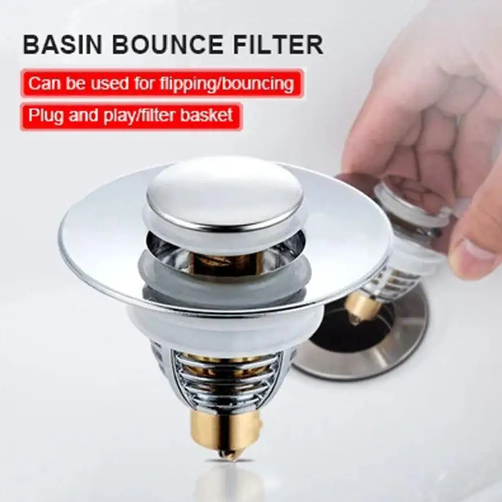 Universal Washbasin Plug Stopper Bounce Up Drain Filter Sink Plug Catcher Plug Hair Filter Kitchen Strainer Sink Shower Bat W5G6