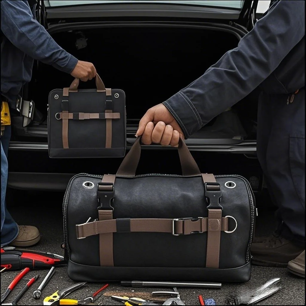 Wear-resistant Oxford cloth large-capacity roll-up hand tool bag, multi-functional large-capacity outdoor work handbag
