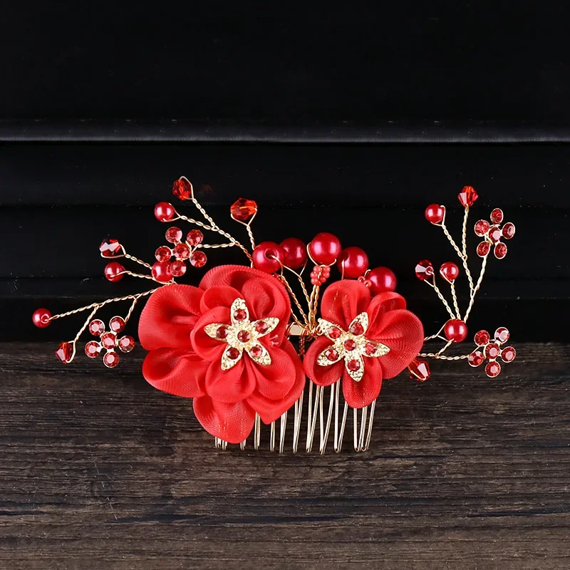 Wedding Hair Comb Flower Hair Ornaments Bride Hair Comb Pearl Rhinestone Headpiece For Women Girls Headdress Floral Jewelry image 6