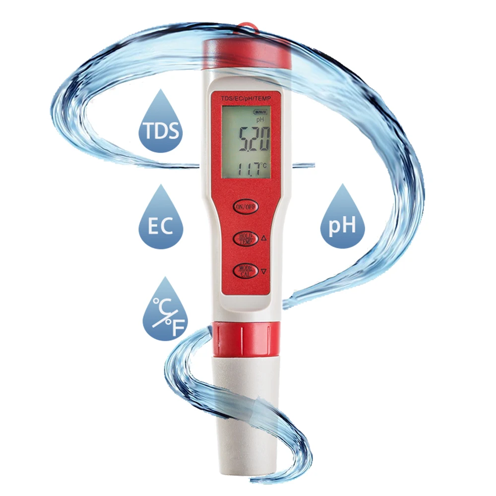 tds ph 9908 multifunctional 6 in 1 units Water quality tester conductivity pH/TDS/EC/TEMP meter ph pen tester digital