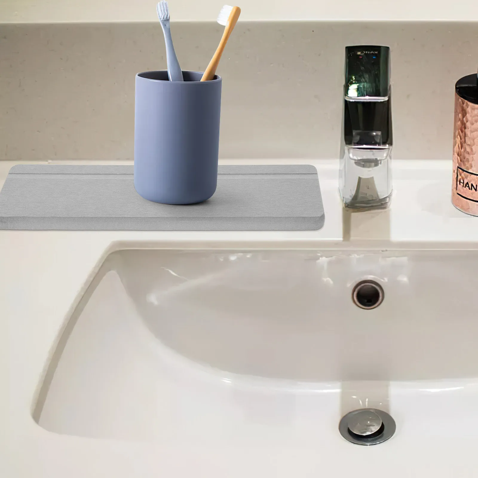 Water Absorbent Diatomite Coaster Mat for Bathroom Sink Soap Tray Pad Holder for Toothbrush Cup Glass Make Up Bottles Non