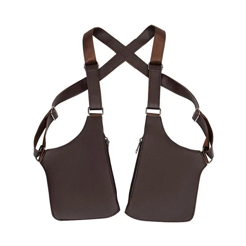 Rétro Double bandoulière multi-poches extérieur antivol sac tactique hommes sac de messager PU étanche sac de téléphone portable 2025