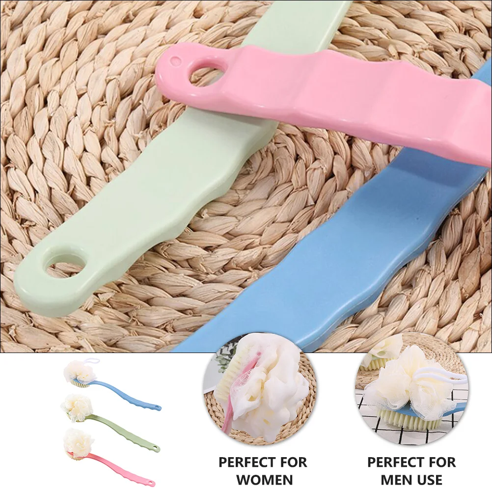 

3Pcs Double-Sided Bath Brush Set with Long Handle Shower Scrubber for Body Exfoliation and Relaxing Massage Skin Cleansing