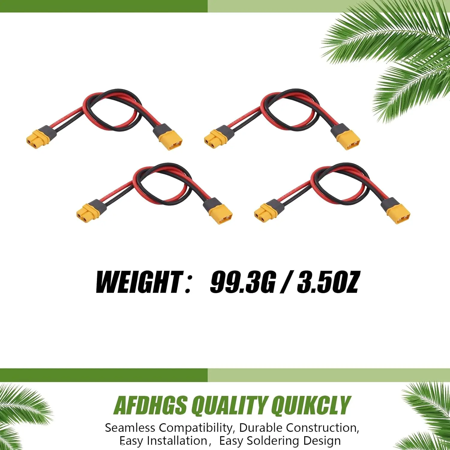 3PCS XT60H Plug Extension Cable XT60H Plug Male Connector to XT60H Plug Female Connector Wire Adapter with 30cm 14awg Silicon