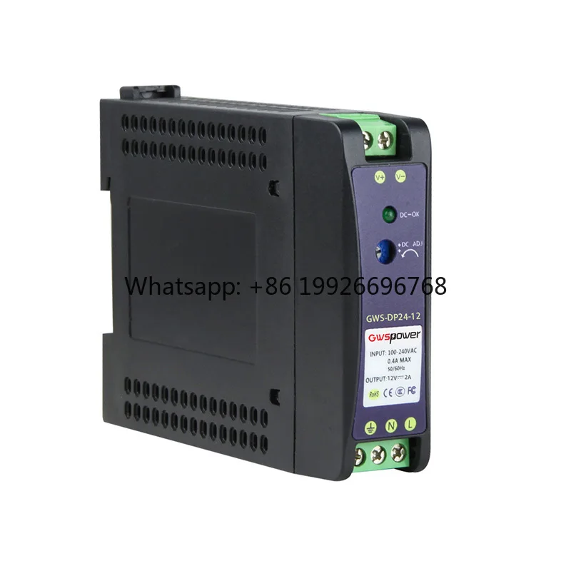 GWS-DP24-12 24W Industrial DIN Rail Power Supply  90-264VAC Input  Slim Design & Wide Temperature