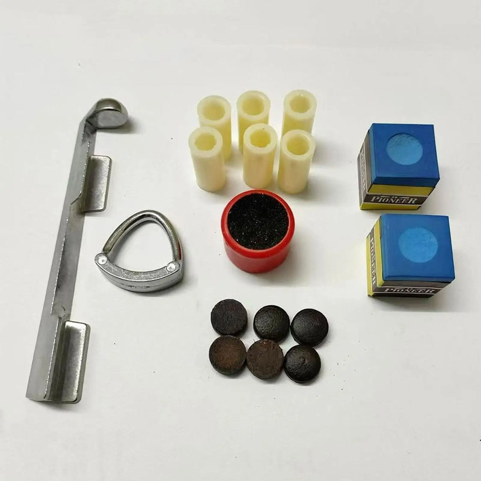 Pool Cue Repair Tip Kit Snooker Cue Repairs Kit Cue Ferrules, 1x Scuffer, Metal Cue Clamp Cue Tips, Repair Billiard Pool Kit