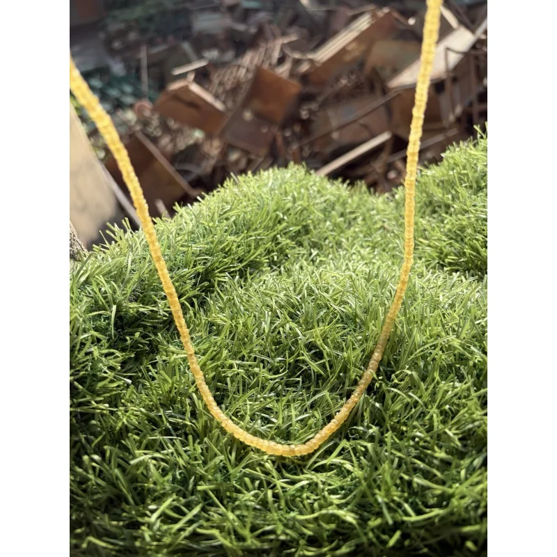 

Ожерелье с желтыми сапфирами, 20 дюймов, с гранеными круглыми бусинами и застежкой из стерлингового серебра