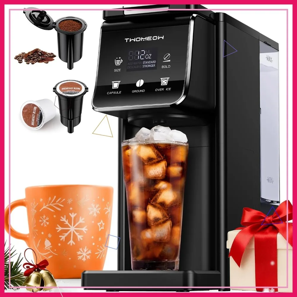 

Single Serve Coffee Maker for K-Cup & Grounds, 52oz Tank, 6-14oz Brew Sizes, Hot & Iced with Bold Setting, Black