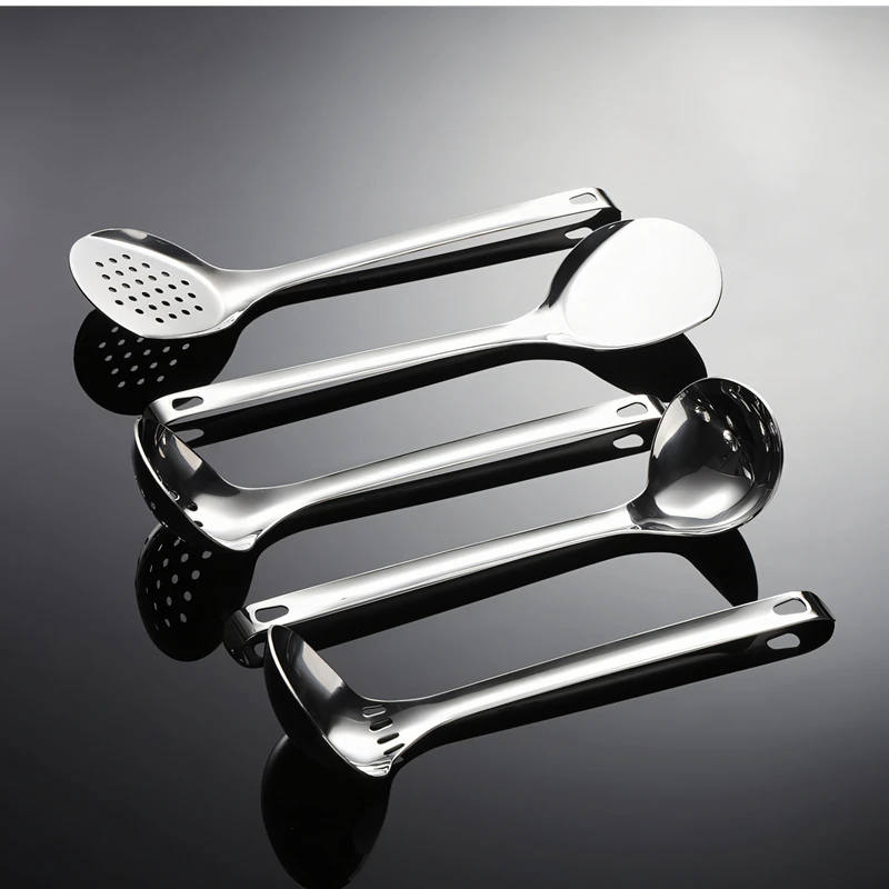 

Hanging 304 Stainless Steel Spatula Colander Spoon Ladle Oil Filter Kitchenware Sets Perforated Skimmer Strainers Cooking Tool