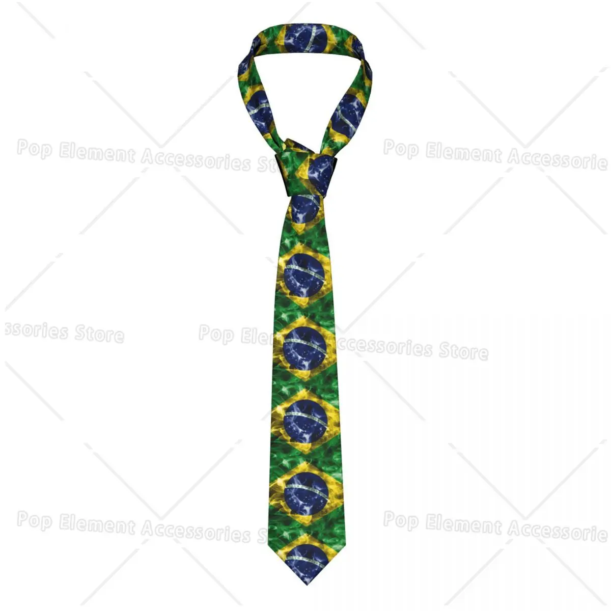 Fashion Brazilian Flag Neckties for Men Customized Silk Brazil Office Neck Tie