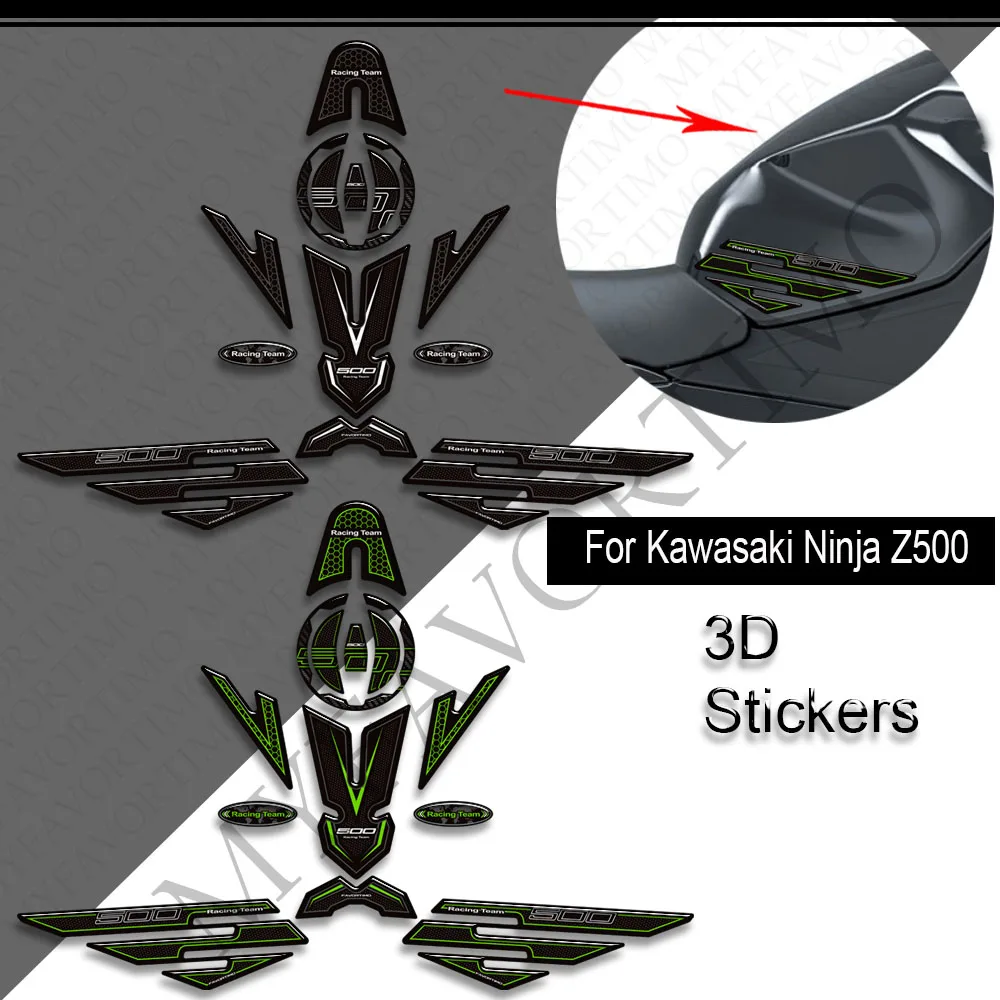 For kawasaki Ninja Z500 Z 500 Motorcycle Tank Pad Side Grips Gas Fuel Oil Kit Knee Fairing Fender 3D Stickers Decals 2020 - 2025