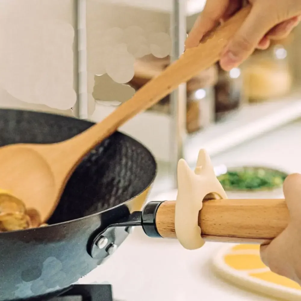 2PCS Multi-Functional Silicone Pot Side Clip Anti-Scratch Clamp with Hooks Tongs Spoon Holder Spatula Storage Rack for Kitchen