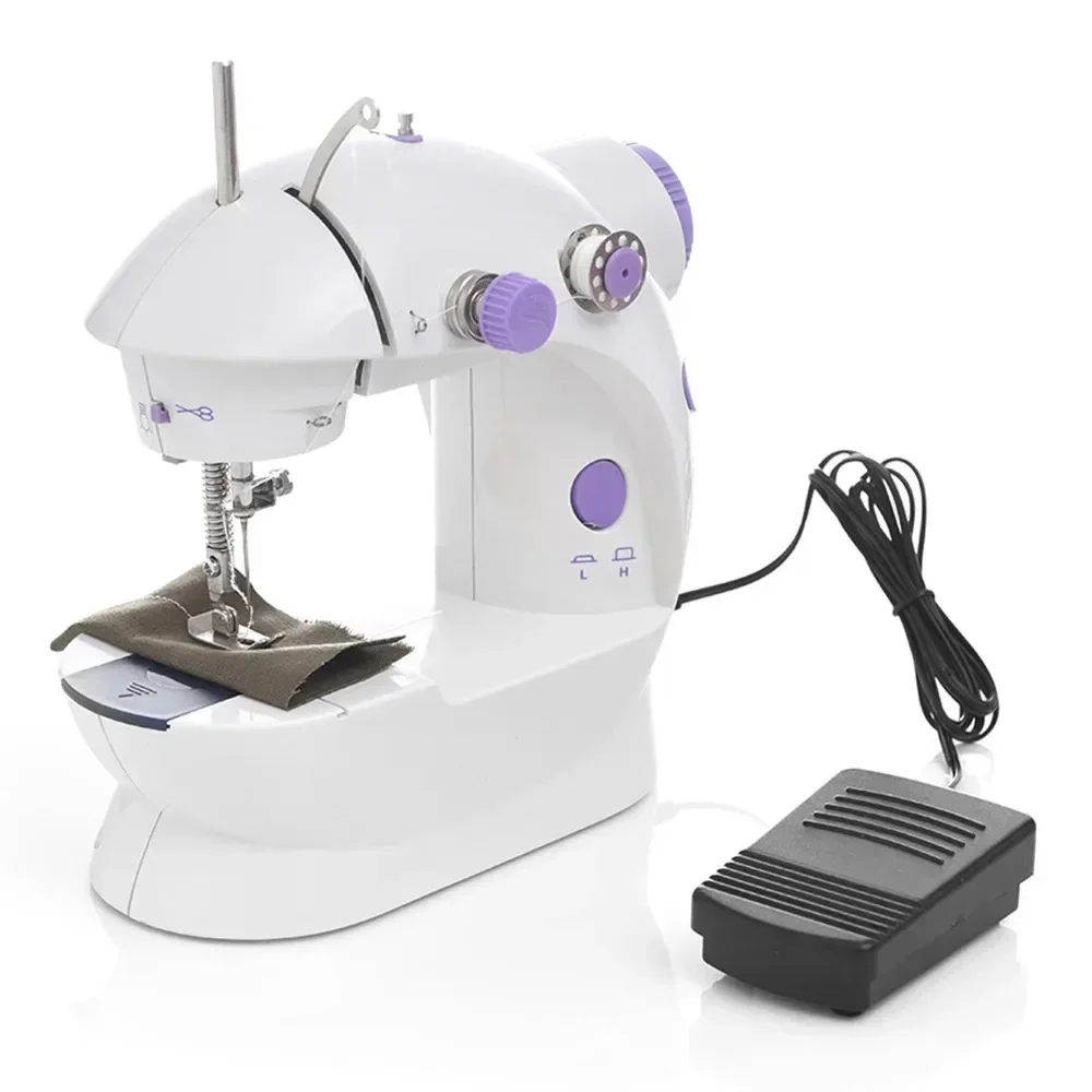 Household 202Mini Sewing Machines Handheld Sewing Machine with Light Cutter Foot Pedal Portable Night Light Sewing Machine