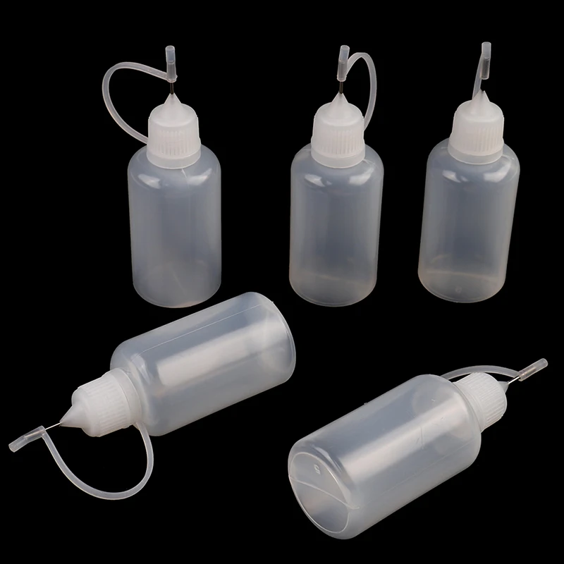 

5Pcs 30ml Multifunctional Clear White Plastic Glue Applicator Squeeze Bottle DIY Empty Bottles for Home Workplace