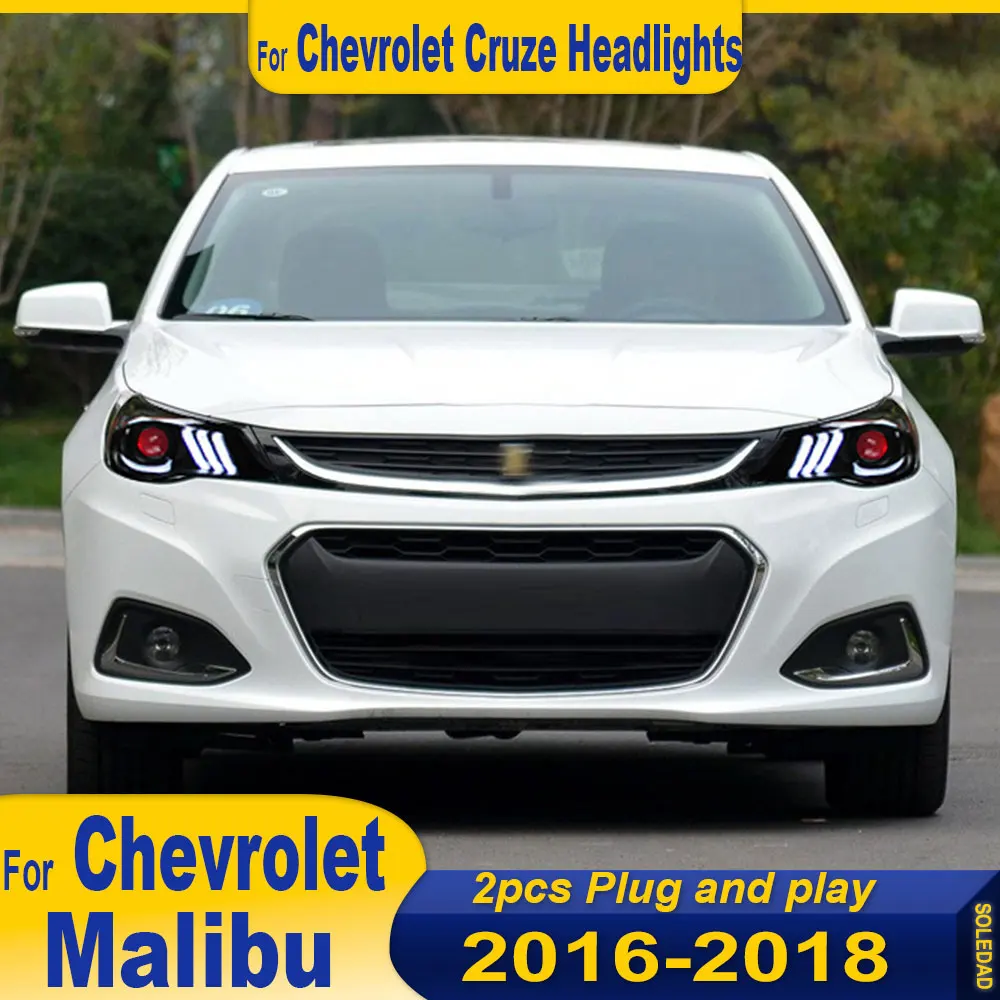 

Автомобиль для Chevrolet Malibu XL 2016 2017 2018, фары в стиле Mustang, полностью светодиодные автомобильные фары в сборе, аксессуары для линз проектора