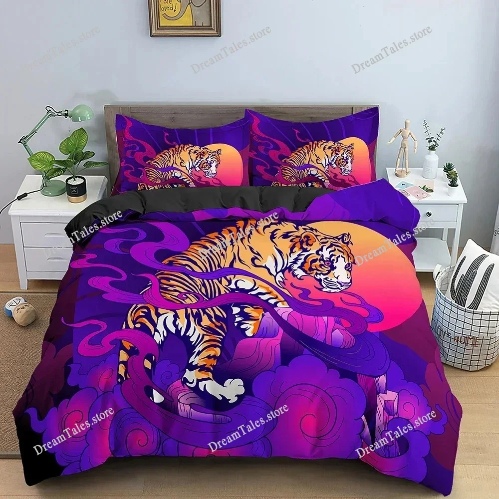

Duvet Cover Set Tiger 3D Print Animal Pattern Bedding Set Queen King Size Comforter Cover with Pillowcase Home Textile