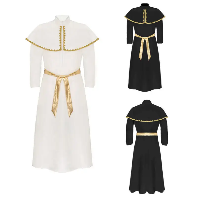 

Хэллоуин Средневековый костюм Косплей Халат священника Сценический костюм oulder awl Faithful Subject Традиционный наряд