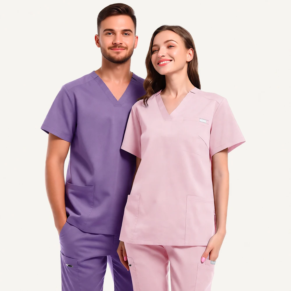 Vêtements de travail à manches courtes, ensemble de gommage élastique, salopette chirurgicale pour médecin, salle d'opération, vêtements cliniques pour infirmière