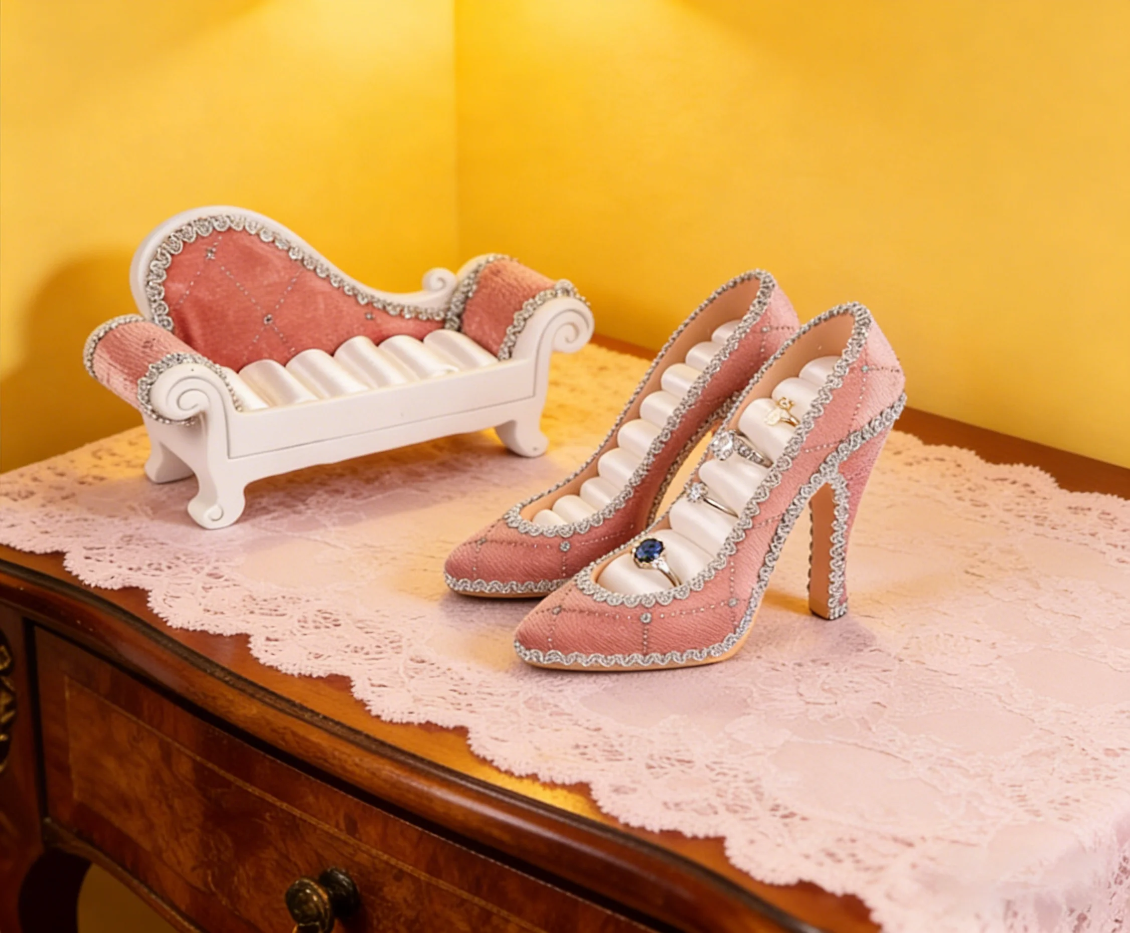 

Creative High Heeled Shoe Shape Jewelry Display Rack Stand Holder Earrings Metal Organizer Storage Vintage Exquisite Gifts