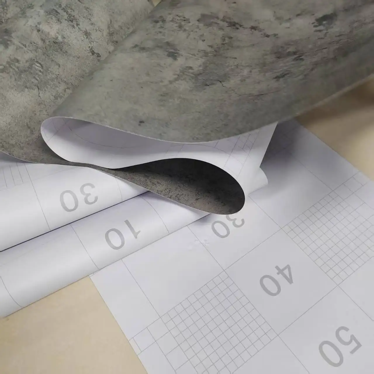 1/2m PVC Cement Grey Wall Sticker Self-Adhesive Thickened Tile Sticker Bathroom Waterproof Floor Sticker Kitchen Home Decoration