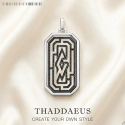 Pendant Maze Brand New Edgy Symbolic Labyrinth Lucky Jewelry 925 Sterling Silver Accessories Dog Tag Gift For Woman & Men
