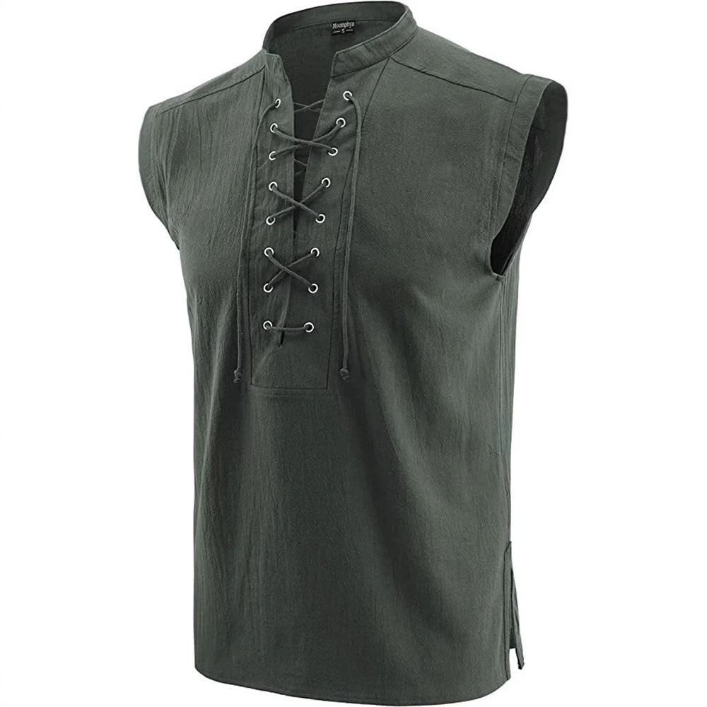 New Men's Retro Medieval Cotton Vest - Halloween Carnival Performance Costume