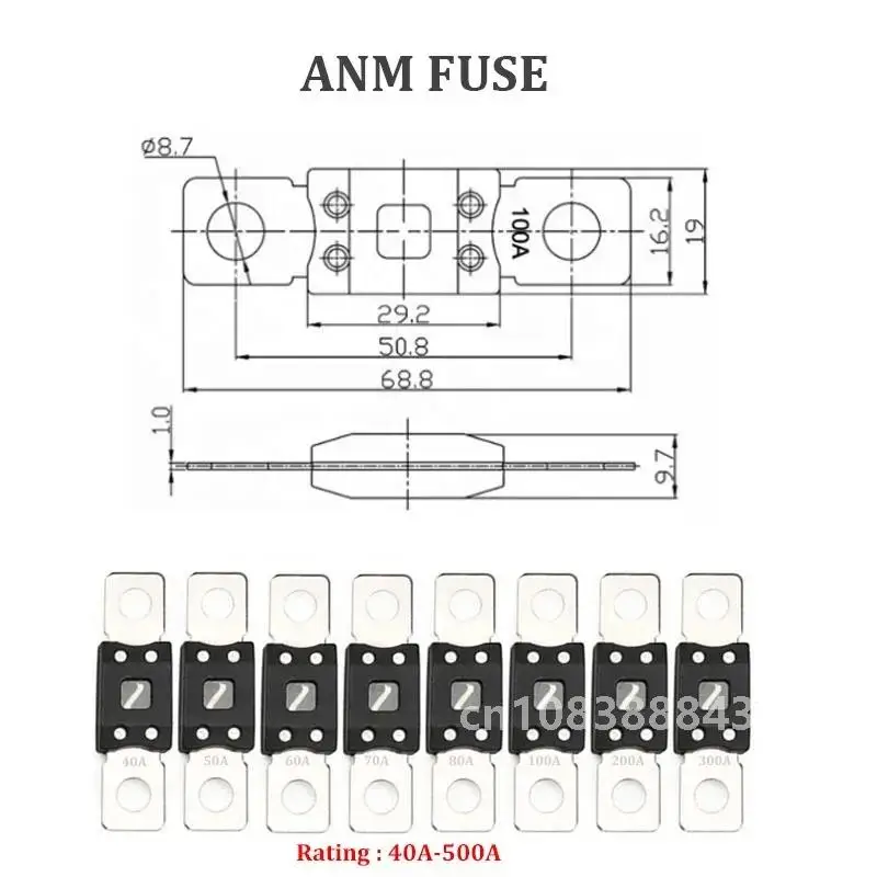 Bolt-Down Studs 6Way Fuse Box 48V 100A ANM MEGA Inline Fuse Holder