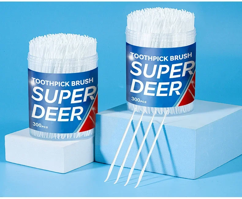 300 قطعة فرشاة مسواك محاصر مسواك بلاستيكية للاستعمال مرة واحدة فرشاة بين الأسنان المنزلية قطف الأسنان خيط تنظيف الأسنان