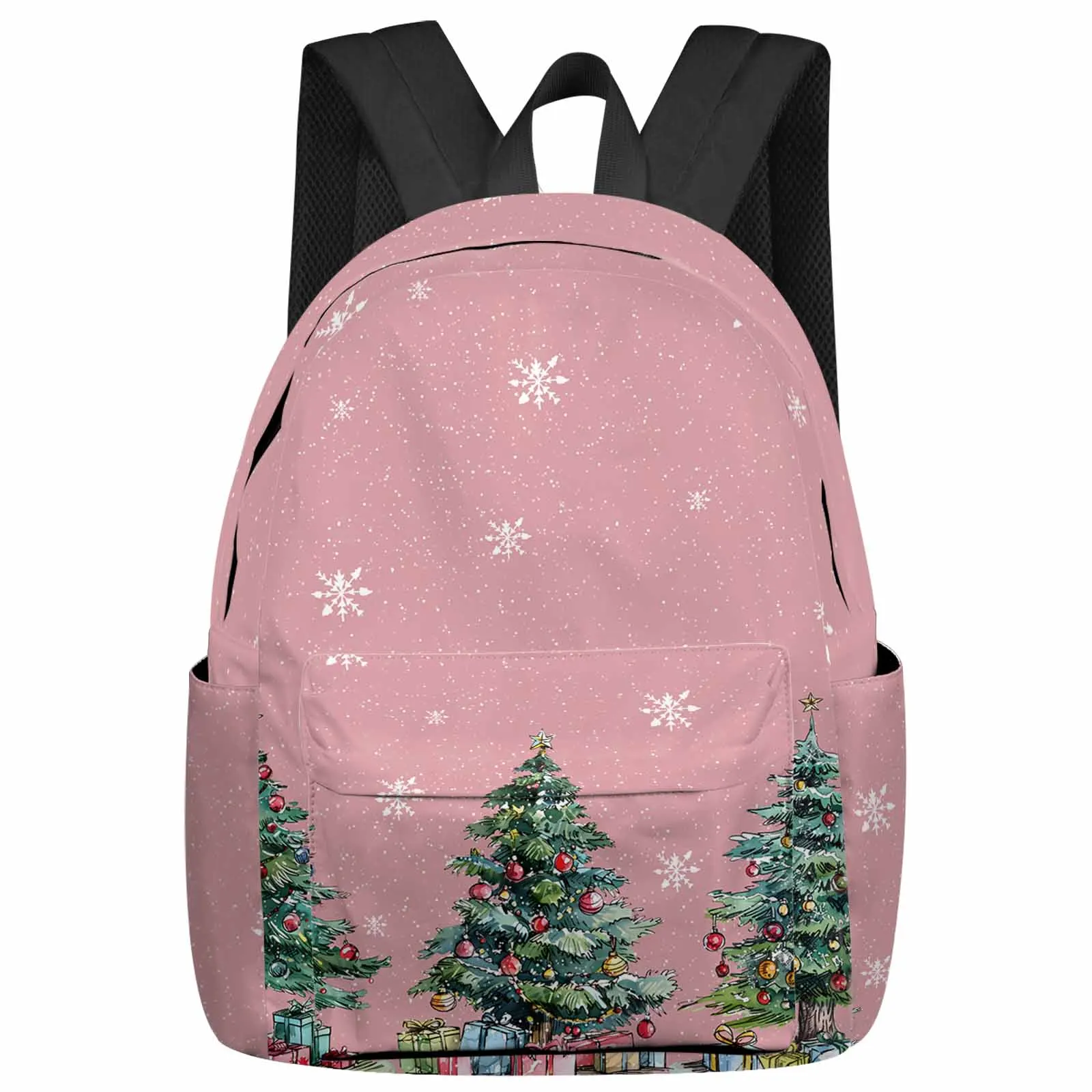 Christmas Tree Gift With Pink Background Backpack Teenagers Student School Bags Laptop Custom Backpack for Men Women Travel Bag