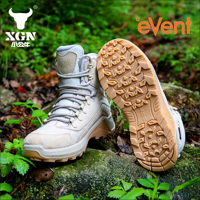 XGN Cowhide Outdoor Hiking shoes Men EVENT waterproof hunting Boots Tactical Desert Combat travel Boots women trekking Sneakers